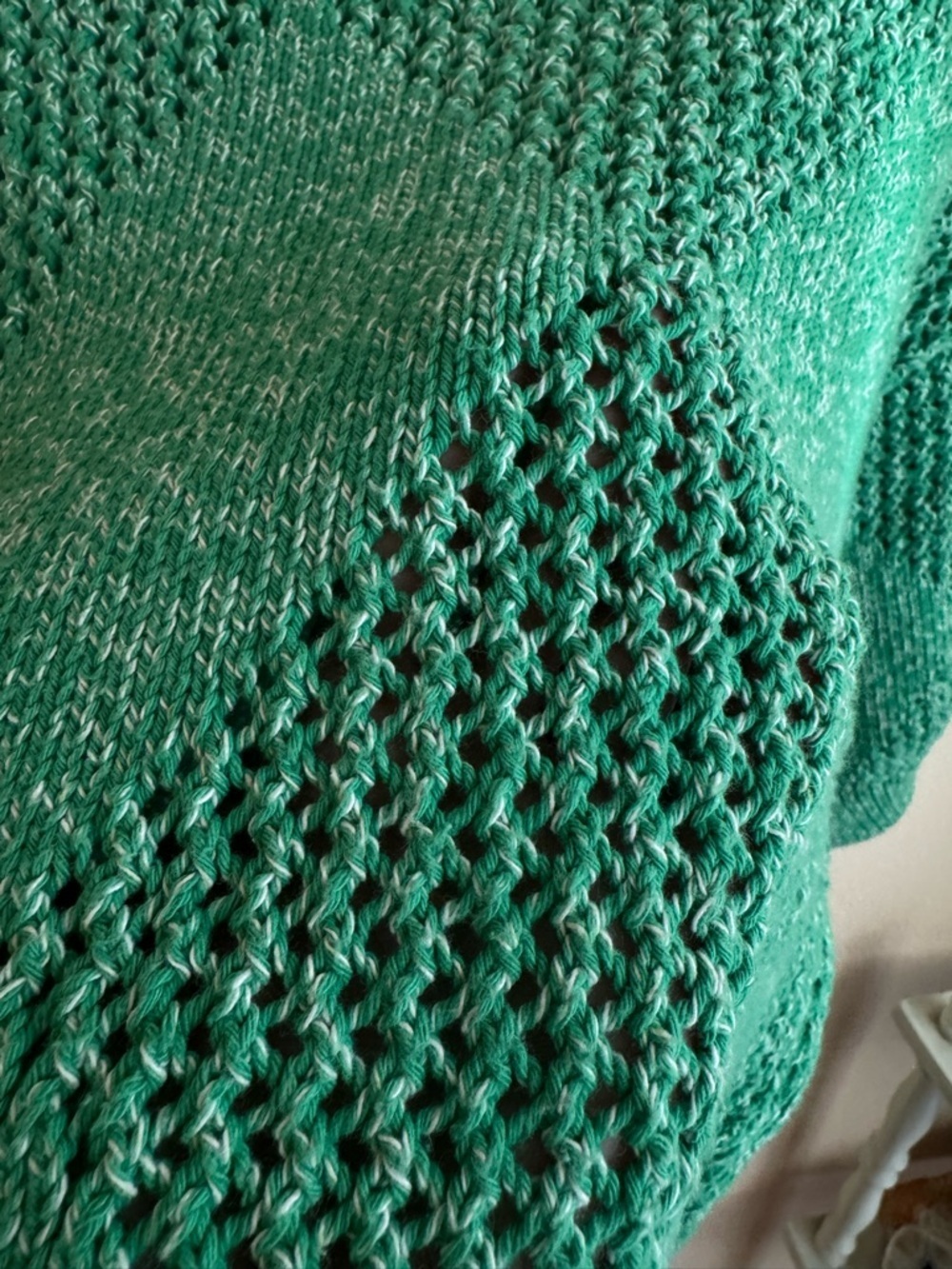 Hudson North Green Knit Sweater Top Argyle Open Knit 3/4 Sleeve Lightweight Crop - Picture 6 of 8